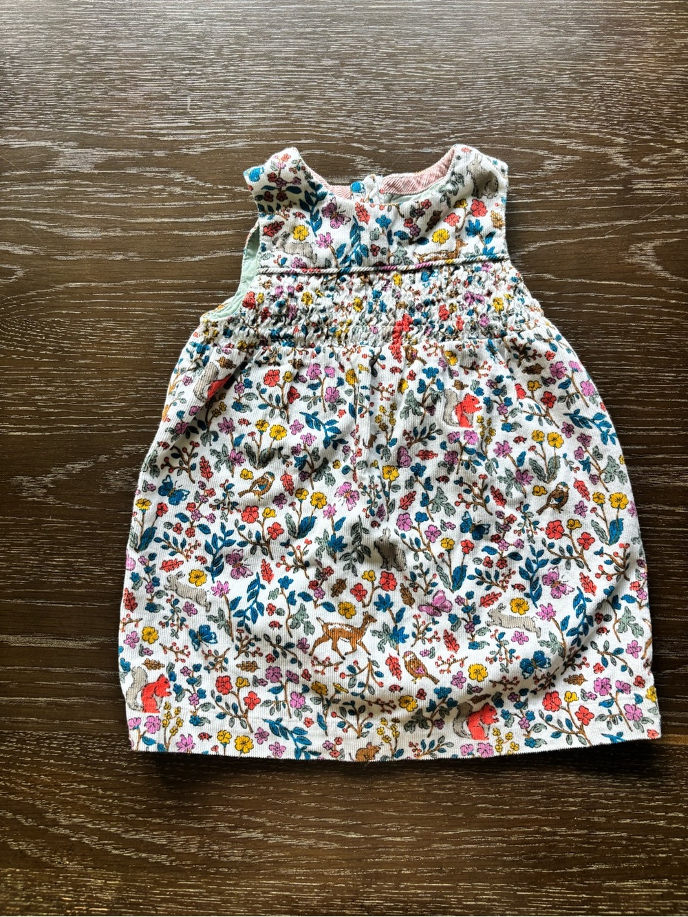 Baby Boden 3-6 Months Floral Woodland Corduroy Dress Animals Fall Cottagec